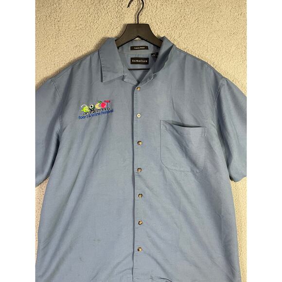 Epcot Food & Wine Festival‎ Shirt Large Cabana Breeze UltraClub Blue Button Up - Picture 4 of 6